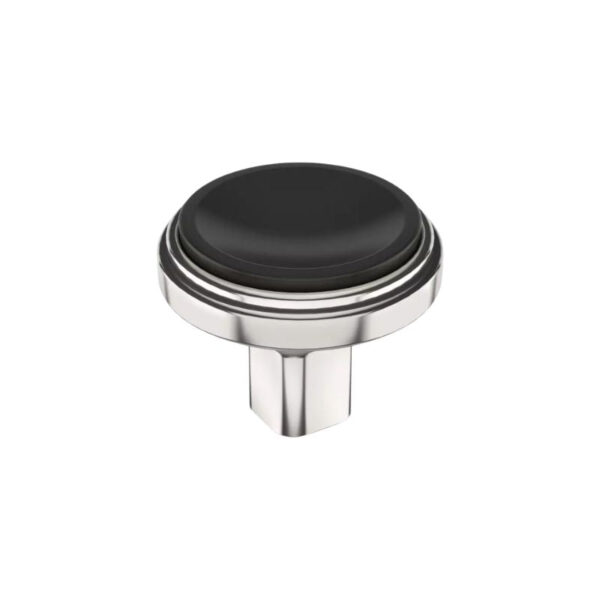 Fabrosia Round Two Tone Cabinet Knob Matte Black - Satin Nickel